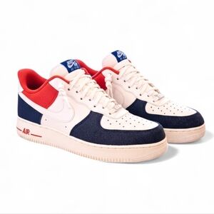 Nike Air Force 1 Low Red and Denim Sneakers Size Men's 13